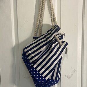 Striped Navy and White Tote with Rope Handles